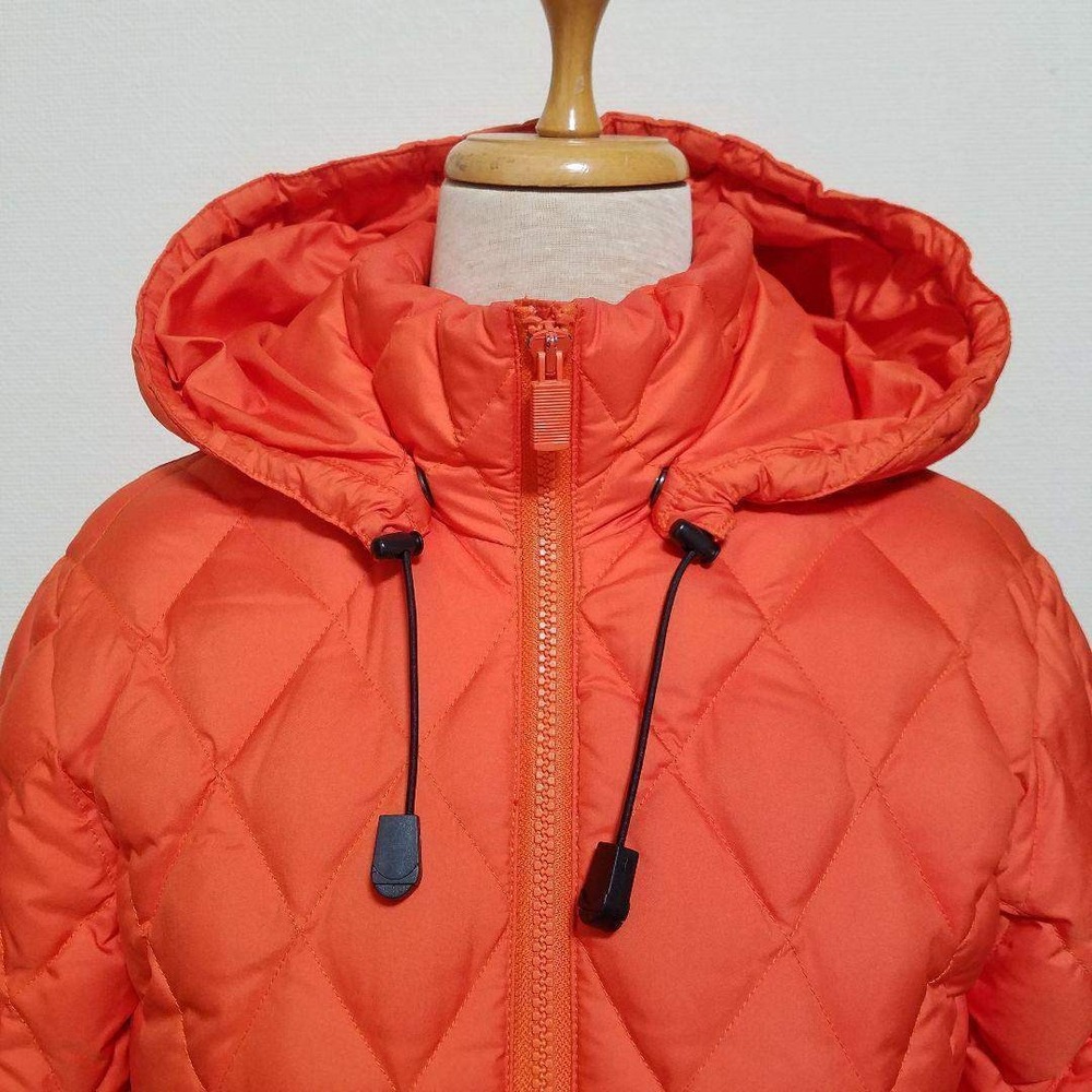 Aspesi Orange Diamond Quilted Down Puffer Jacket Hooded Womens Size S - Picture 3 of 8